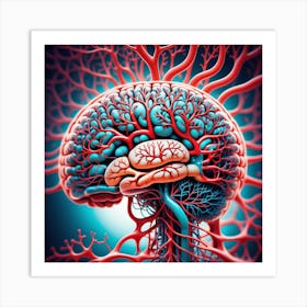 Human Brain With Blood Vessels 15 Art Print