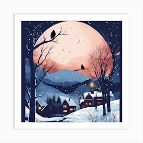 Winter Landscape With Crows Art Print