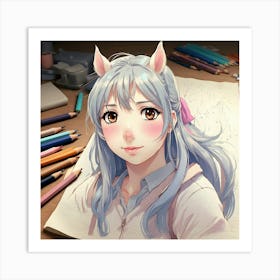 Anime Girl Drawing Art Print