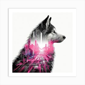 Dog silhouette 2 Art Print