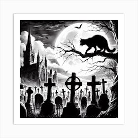 Halloween Cemetery Art Print