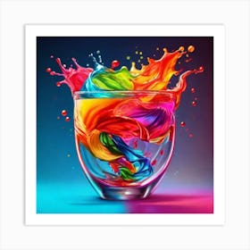 Colorful Splash In The Glass Art Print