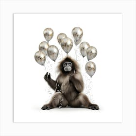 Monkey With Balloons 1 Art Print