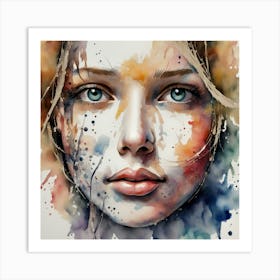 Watercolor Of A Woman'S Face 21 Art Print