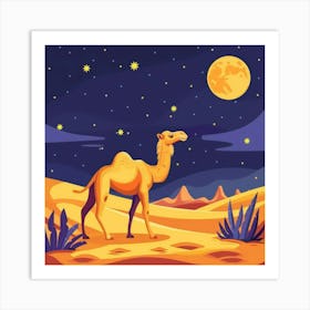 Camel In Desert Art Print