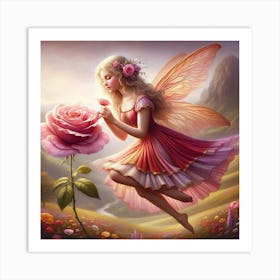 The Fairy And The Rose Art Print