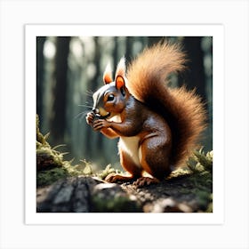 Red Squirrel In The Forest 62 Art Print