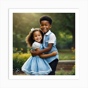 Portrait Of A Boy And Girl 1 Art Print