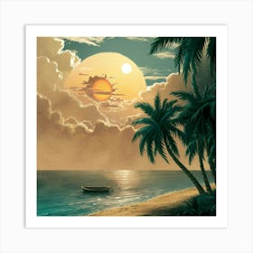 Sunset On The Beach 4 Art Print