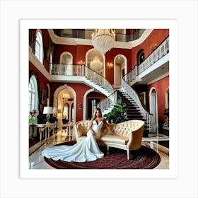 Model Female Mansion Luxury Estate Glamour Fashion Style Elegant Opulent Wealth Rich Gra Art Print