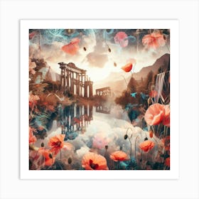 Poppies And Ruins Art Print