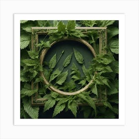 Frame With Green Leaves 8 Art Print