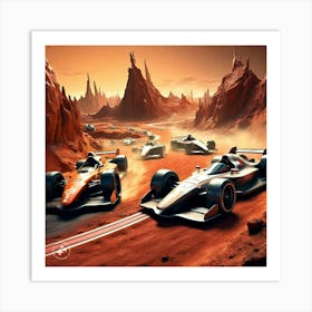 Race Cars On The Desert Art Print