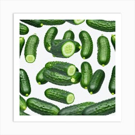 Cucumbers On A White Background 2 Art Print