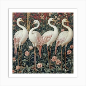 Four Flamingos Art Print