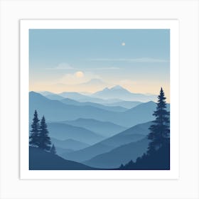 Misty mountains background in blue tone 37 Art Print