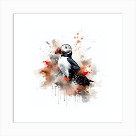 Puffin With Vibrant Ink Splash Effect Art Print