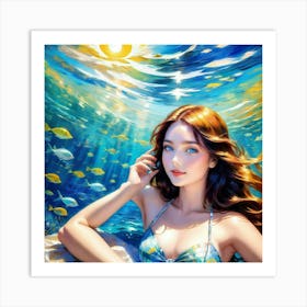 Beautiful Girl In The Seargh Art Print