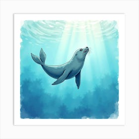 Seal In The Sea Art Print