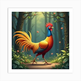 A Graceful Golden Pheasant Strutting Through The Forest 2 Art Print