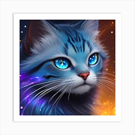 Blue Cat With Blue Eyes Art Print