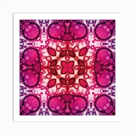 Bright Red Watercolor Flower Pattern 1 Art Print