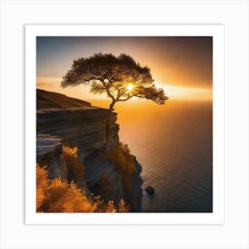 Lone Tree On The Cliff 1 Art Print