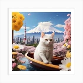 Cat In A Boat Art Print