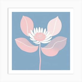 A White And Pink Flower In Minimalist Style Square Composition 213 Art Print