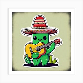 Cactus Playing Guitar 9 Art Print