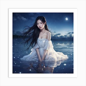 Asian Girl In Water Art Print