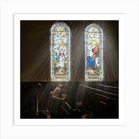 A Depiction Of A Spiritual Resurgence In The Scenery Of A Serene Church Backlit By Sunwashed Stain (1) Art Print