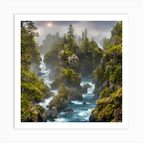 Waterfall In The Forest Art Print