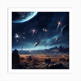 Spaceships In Space Art Print