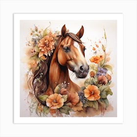 Horse With Flowers 3 Art Print