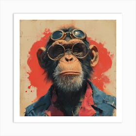 Chimp With Goggles Art Print