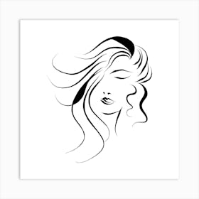 Abstract Line Portrait Of A Woman Art Print