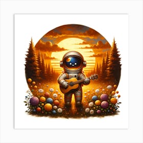 Astronaut playing guitar Art Print