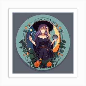 Dreamshaper V7 Beautiful Witch In A Hand Mirror Anime Art Stic 3 Art Print