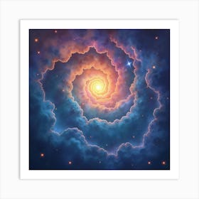 Soul Drifting Through A Watercolor Galaxy 1 Art Print