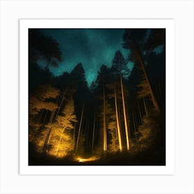 Forest At Night 2 Art Print