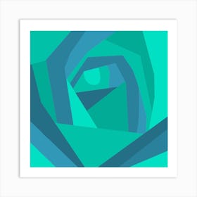 Green and Blue Abstract Rose Flower Art Print