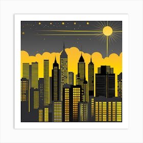 City Skyline 10 vector art Art Print