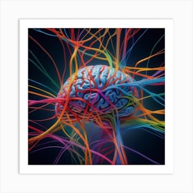 Brain With Colorful Wires Art Print