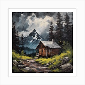 716196 Acrylic Painting Of A Mountain Landscape, With A S Xl 1024 V1 0 Art Print