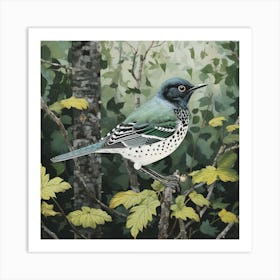 Ohara Koson Inspired Bird Painting Hermit Thrush 2 Square Art Print