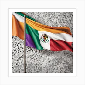 Flags Of Mexico And Ireland Art Print