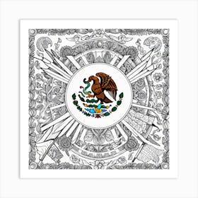 Mexico Flag Coloring Page 3 Art Print