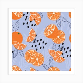 Orange Pattern On Pale Purple Square Art Print