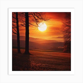 Sunset In A Field 3 Art Print